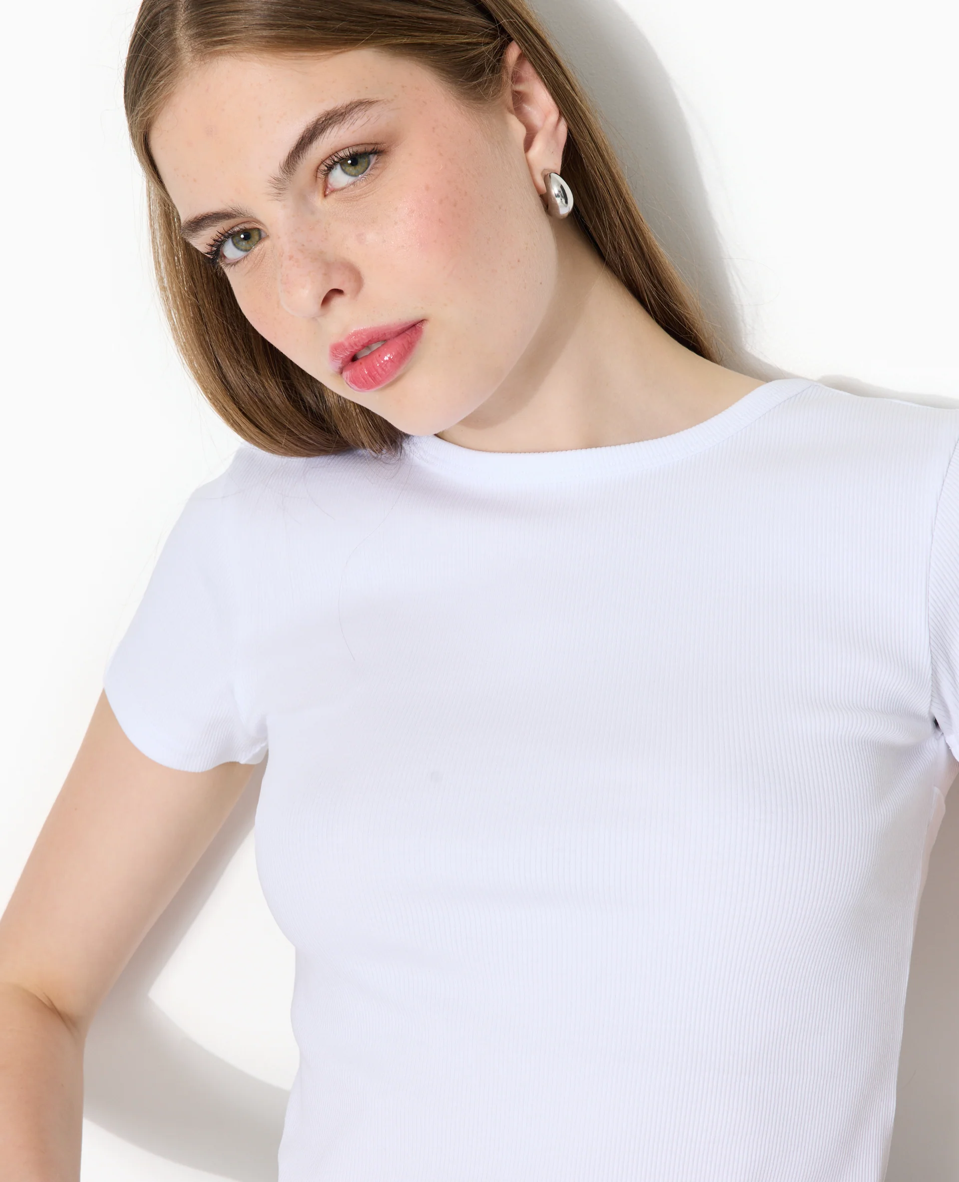 T-shirt en maille côtelée dos dégagé