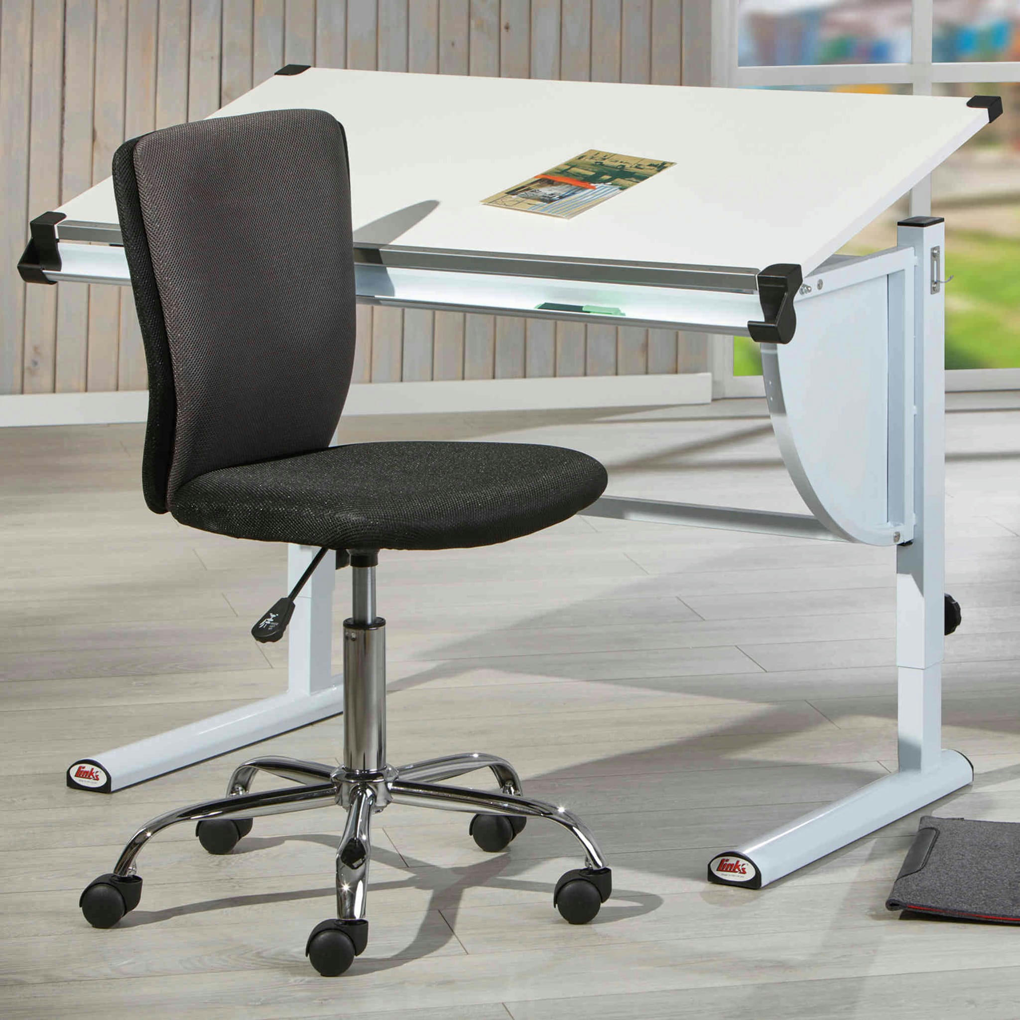 - Bureau à plan inclinable en bois sans rangement blanc