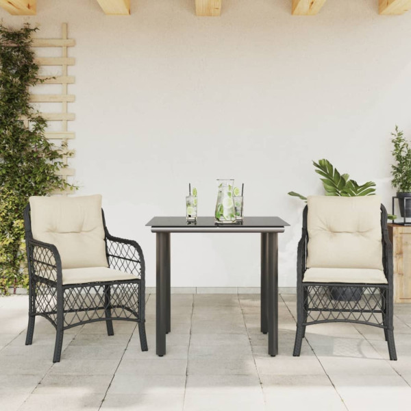 Zestaw Mebli Ogrodowych Bistro Stół Krzesła Rattan Poduszki Na Patio Taras