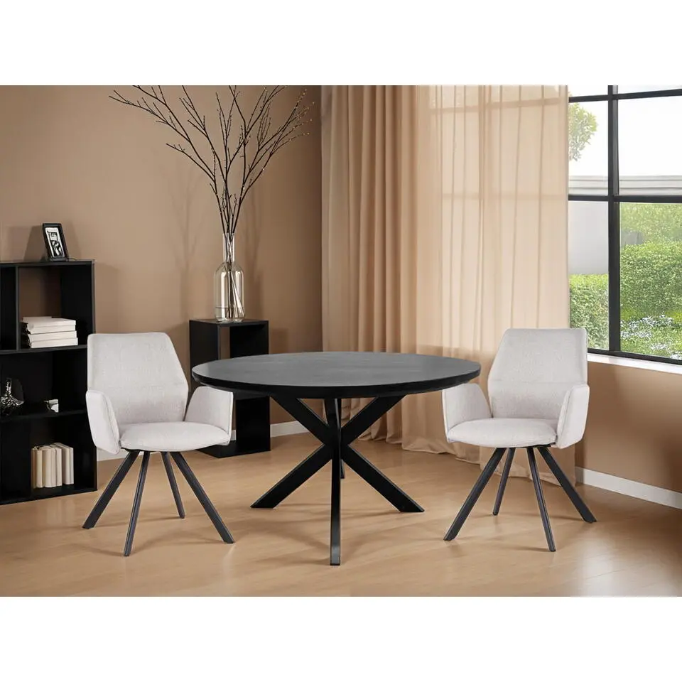 Eettafel Rond 140cm - Naturel Mangohout - Matrix-poot - Jesper