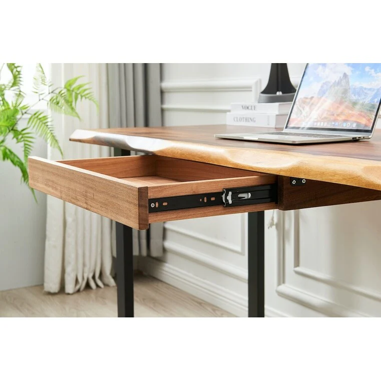 Desk - U Shaped Legs, Live Edge Desk, Wood Desk, South American Walnut, Modern Desk, Office Desk, Computer Desk