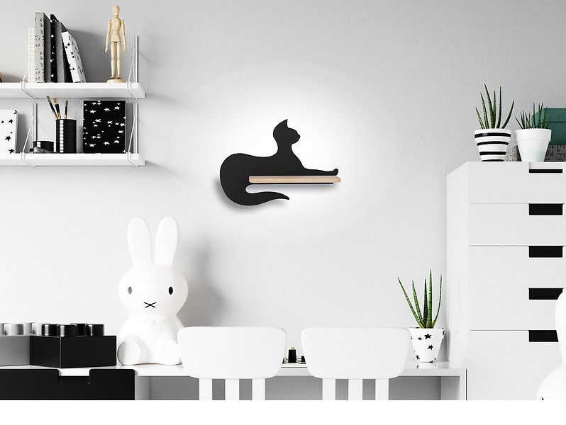 Kinkiet Cat LED z półką brązowo-czarny