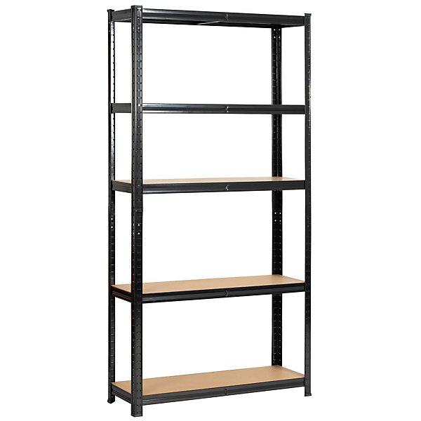 Lot de 2 étagères modulables 90 cm acier noirci charge maximale 875kg - L90xP30xH180 cm
