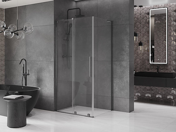 Mexen Velar L cabine de douche coulissante 110 x 85 cm, transparent, gris acier brossé - 871-110-085-03-66