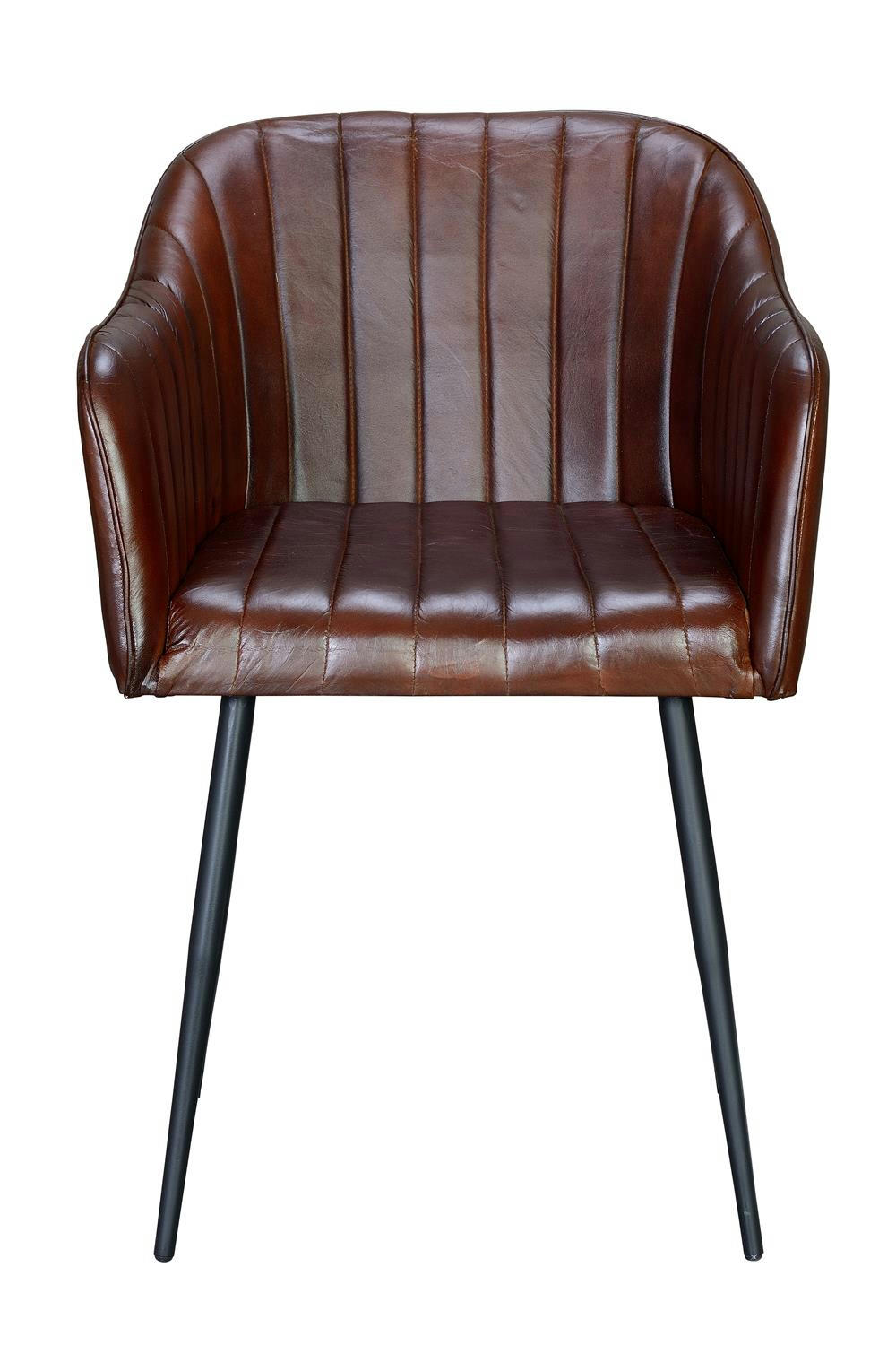 - Chaise en cuir naturel avec pieds en métal marron