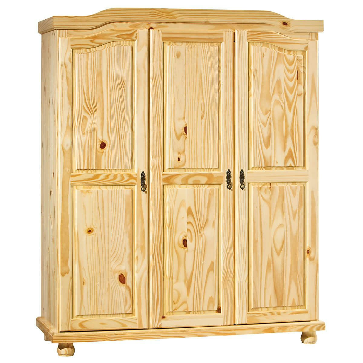OLIVER - Armoire  3 portes + penderie bois massif naturel