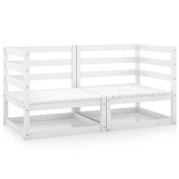 Canapé d'angle de jardin - VIDAXL - Blanc - Bois de pin massif - 2 pièces - 4 personnes