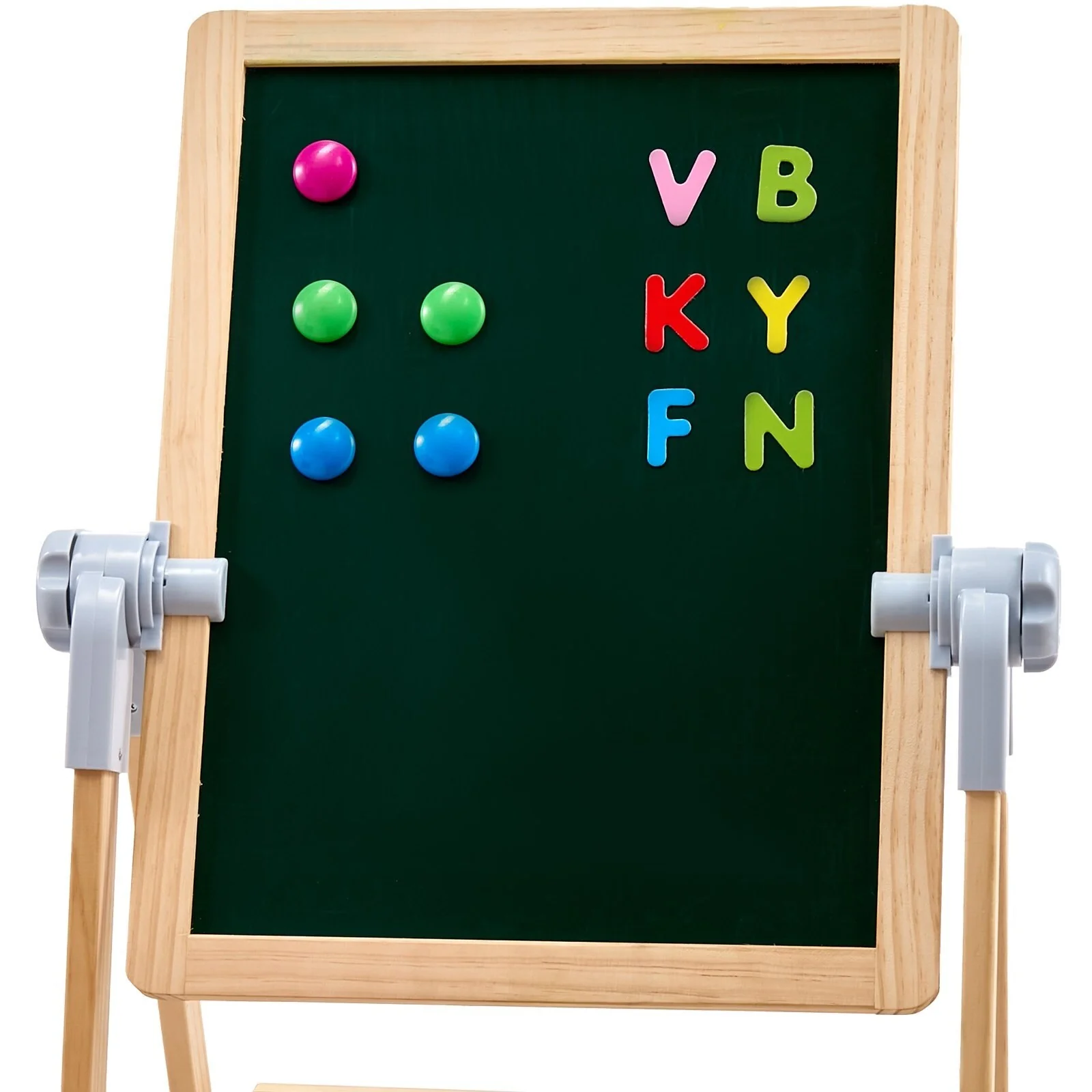 2-in-1 Natural Wooden Double-Sided Wooden Magnetic Whiteboard Chalkboard Art Easel - 19.29”L x 17.12”W x 39.37”H