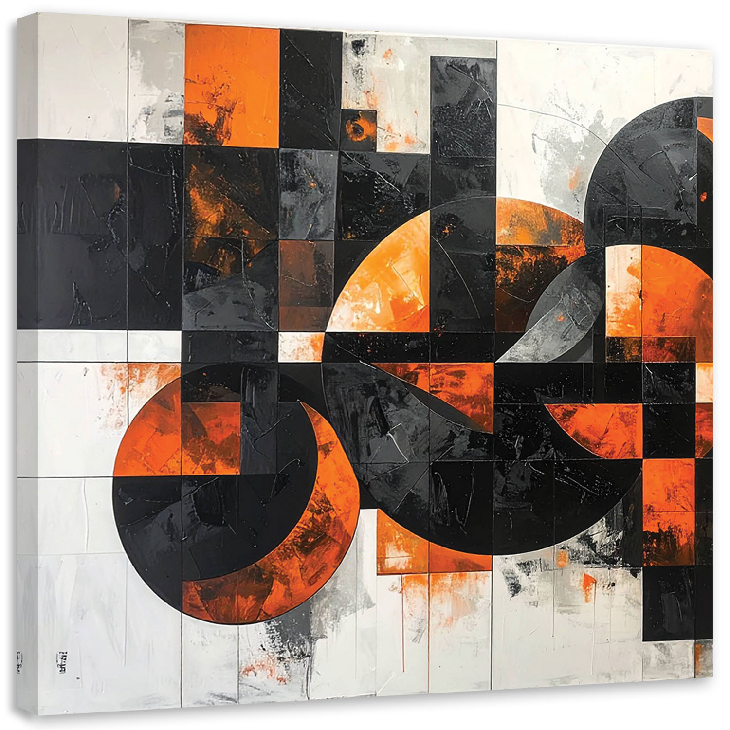 Obraz do salonu pokoju biura, Abstrakcja koła kształty czarno 20x20