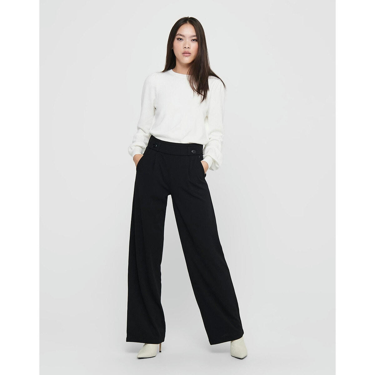 Pantalon large, taille haute