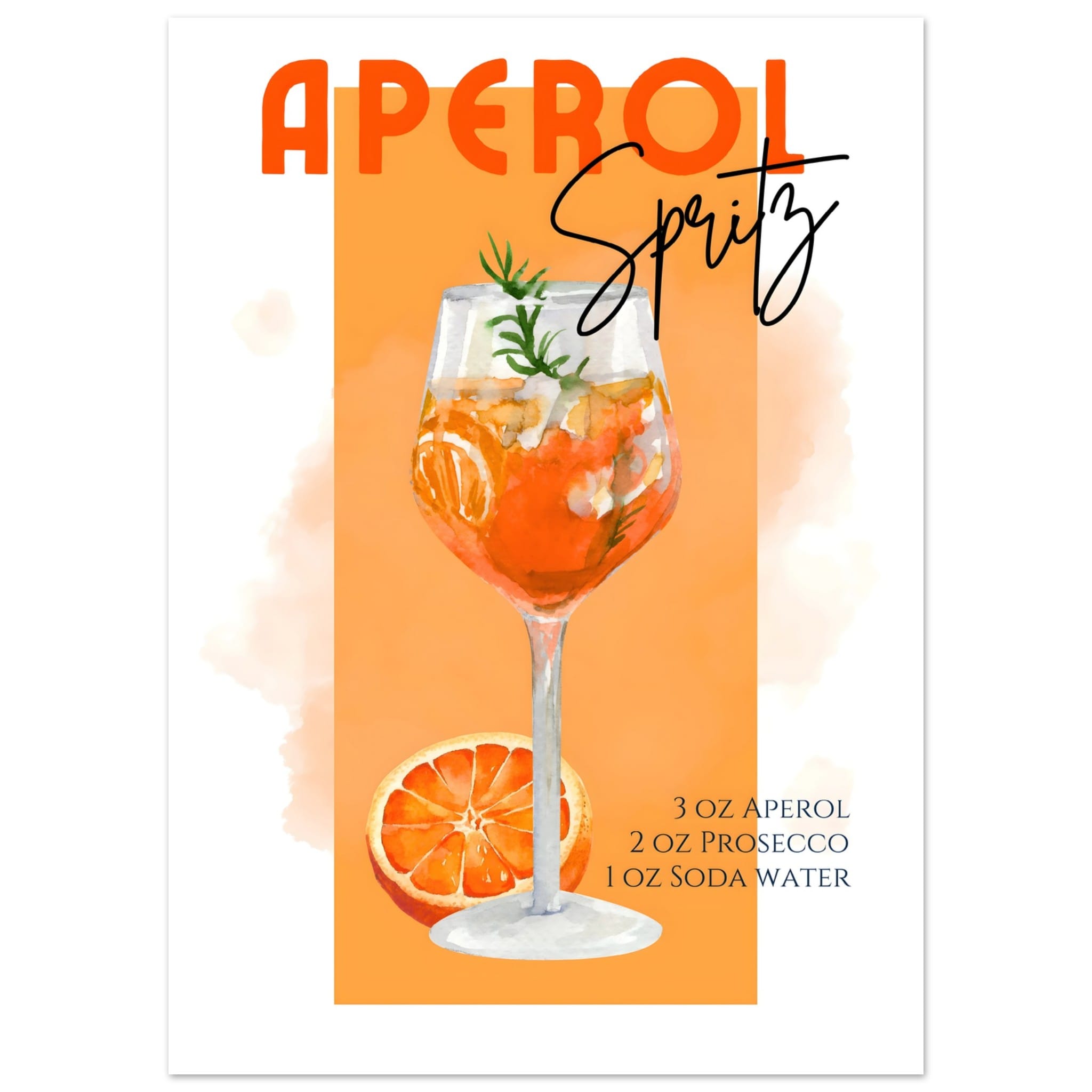 Artfulprints Poster Aperol Spritz - Orange  - 50x70 cm - Oranje