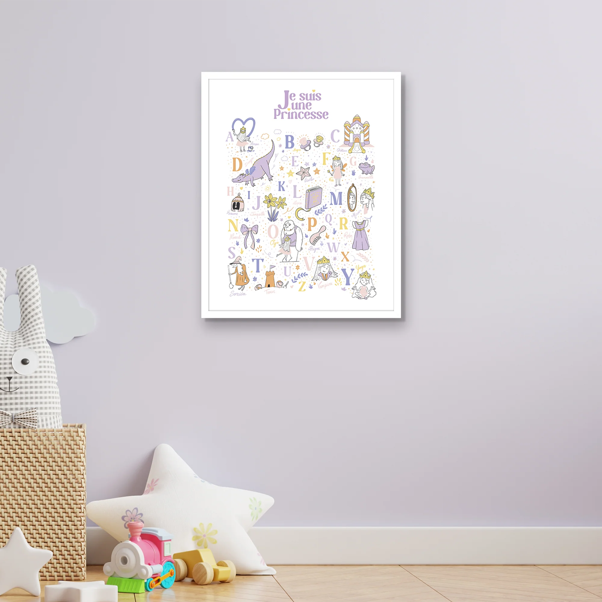 4MURS Tableau ABECEDAIRE JE SUIS UNE PRINCESSE multicolore