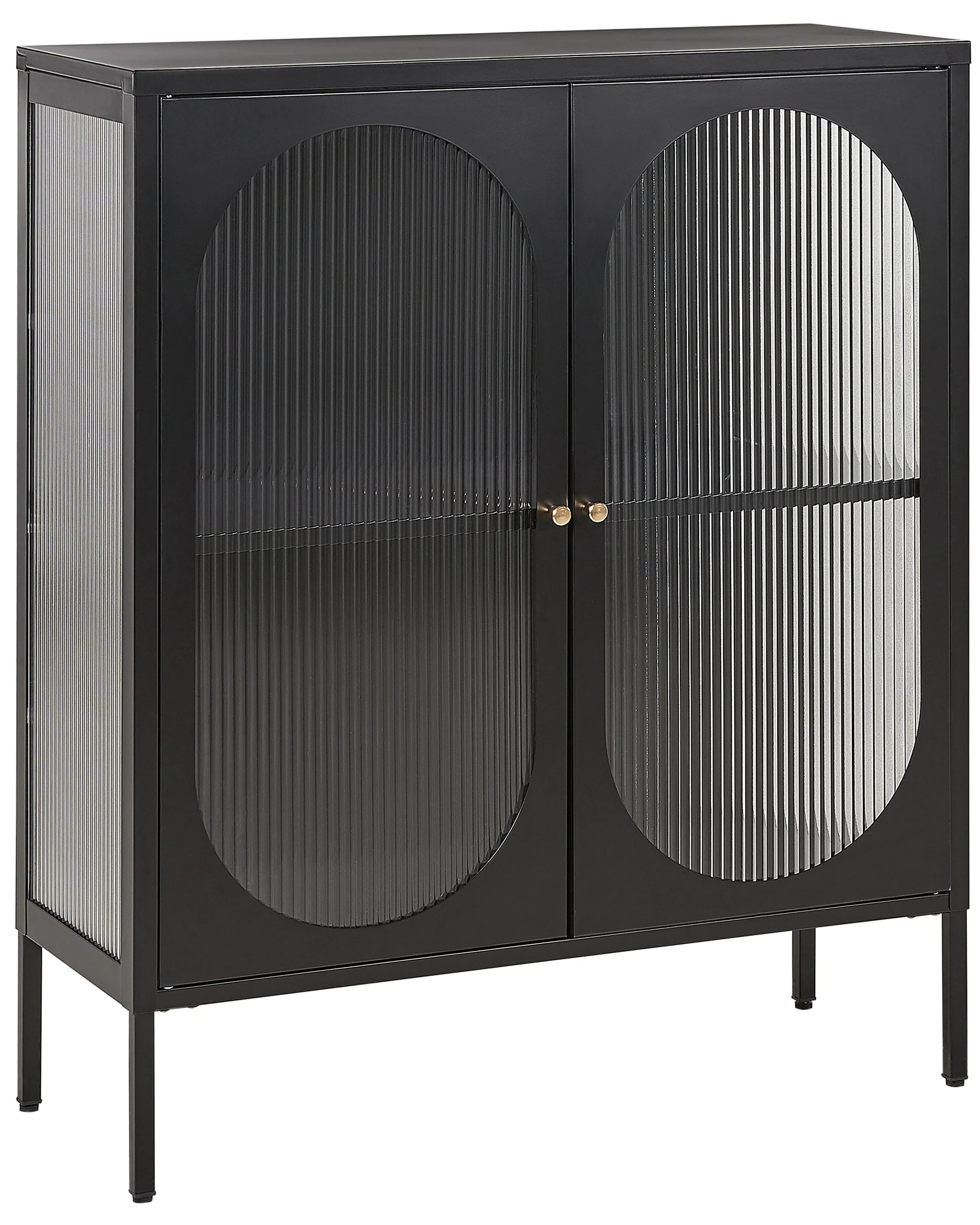 Glass Display Sideboard SARRE Metal 90 cm Black