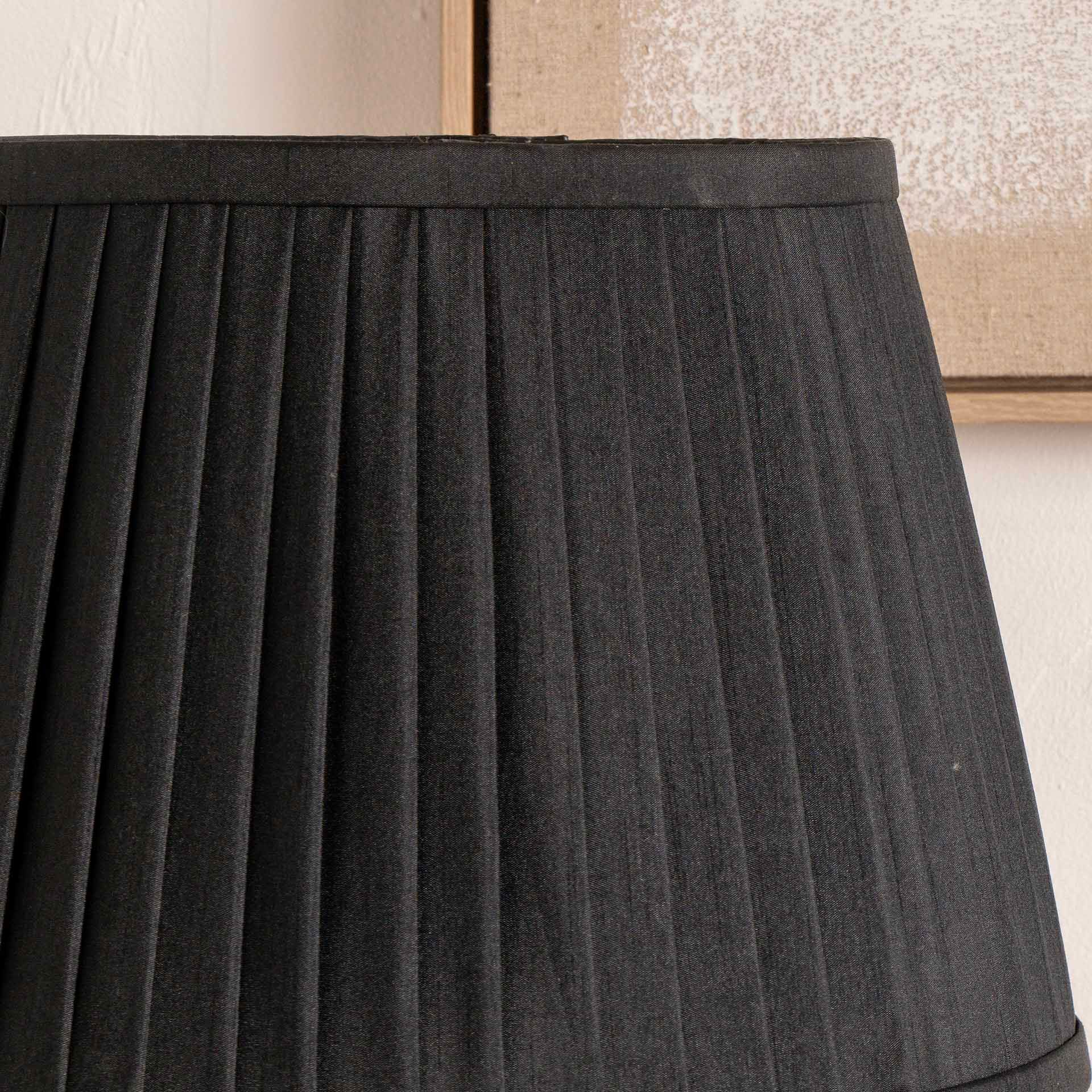 Ruma Black Knife Pleat Lamp Shade Tapered Faux Silk Shade for Table Lamps and Floor Lamps