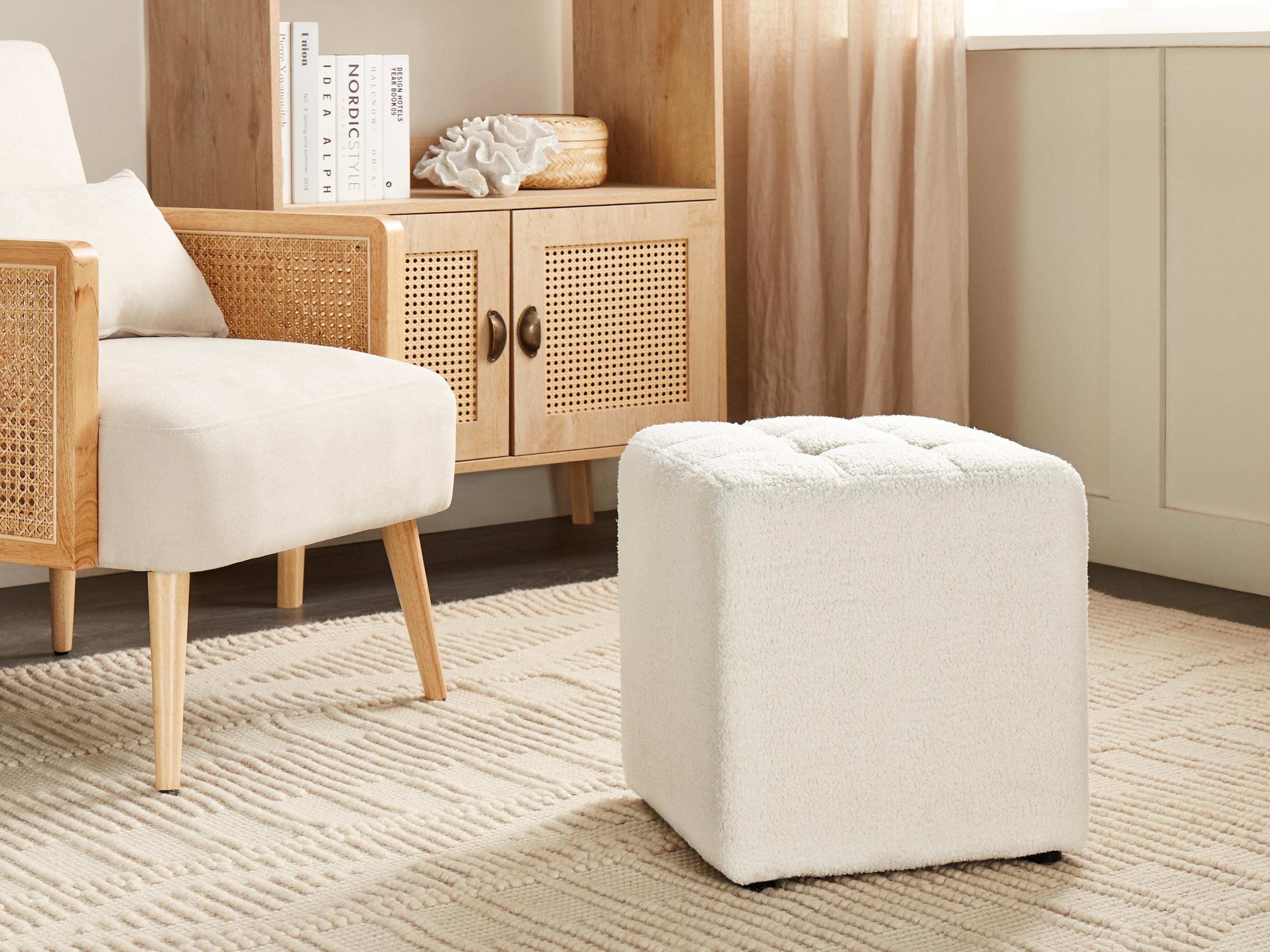 Pouffe KANSAS Boucle White