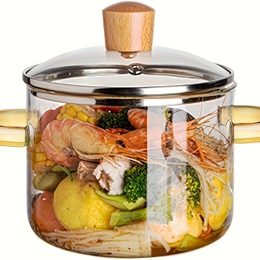 NNETM Borosilicate Glass Cooker with Yellow Handle