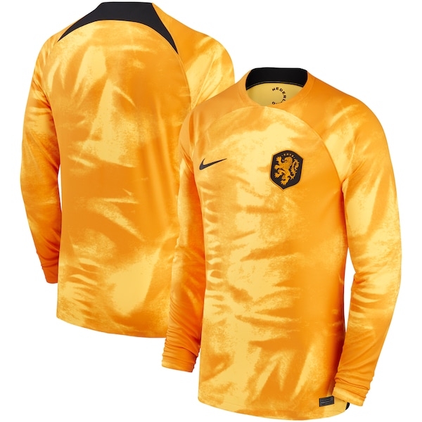 Netherlands National Team Nike 2022/23 Home Breathe Stadium Replica Blank Long Sleeve Jersey - Orange