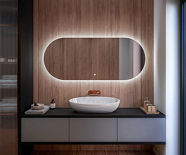 Miroir avec LED Illumination Salle de Bain (120x50cm) LED Lumineux Miroir avec éclairage (TST107) Interrupteur Tactile