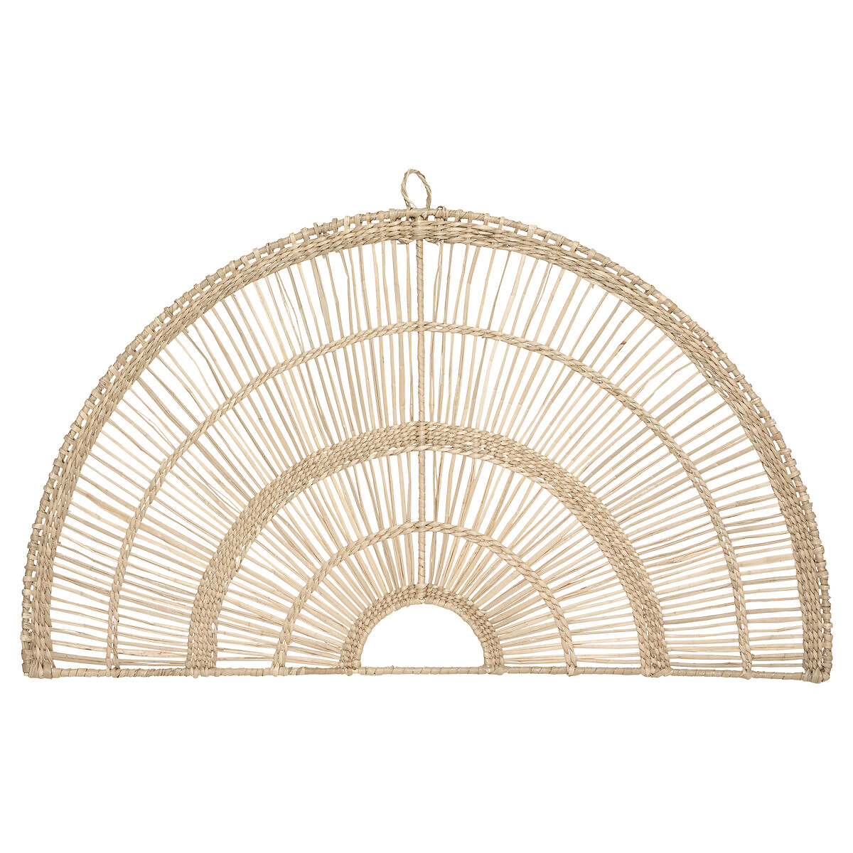 Leque decorativo bege em seagrass arc