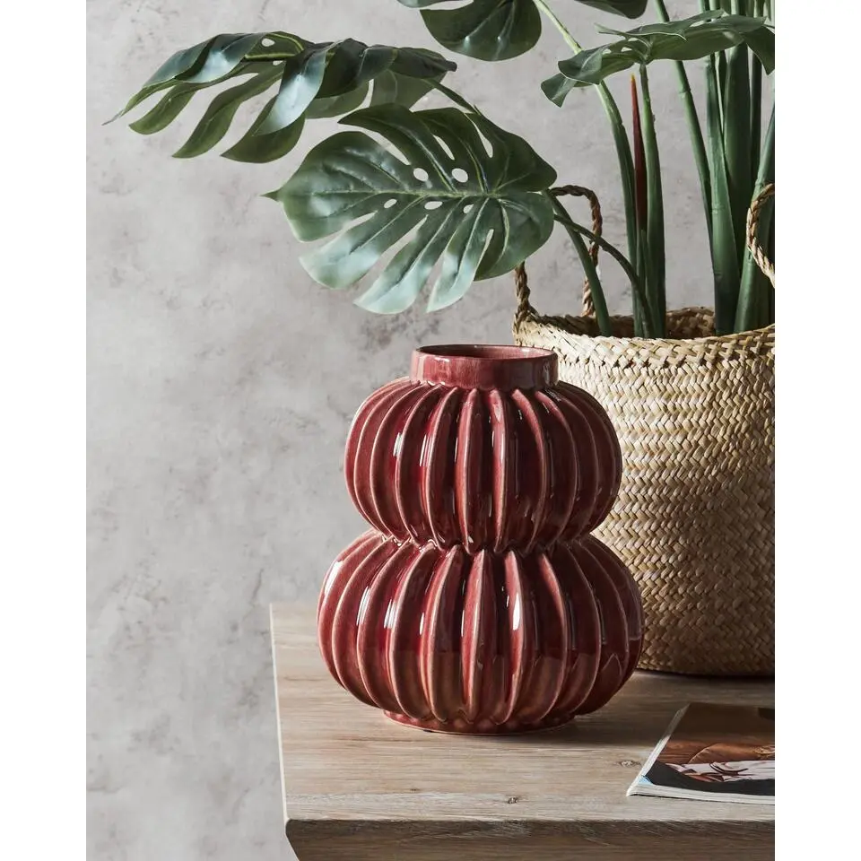 WATERMOSS - Bloemenvaas - Rood - 28 cm - Steengoed