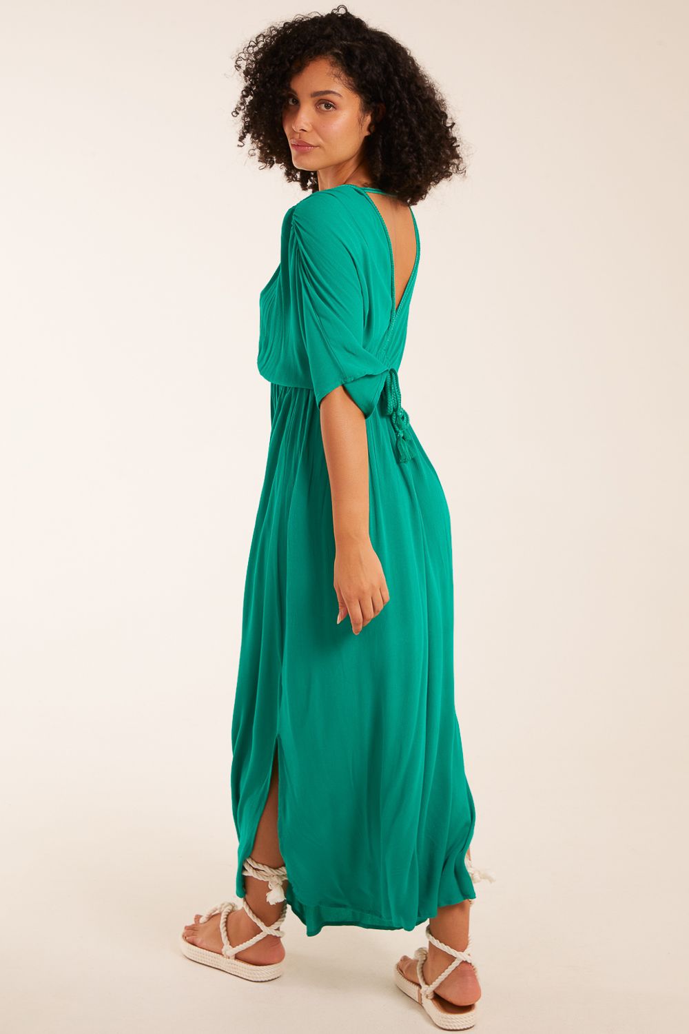 Blue Vanilla Rope Detail Batwing Midi Dress