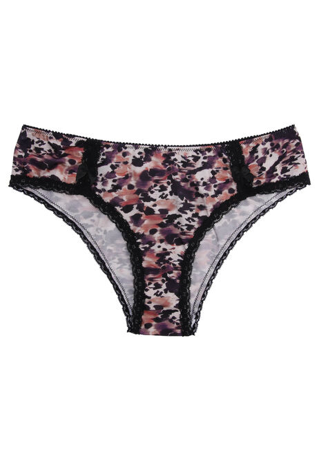 Womens Brown Animal Lace Trim Briefs