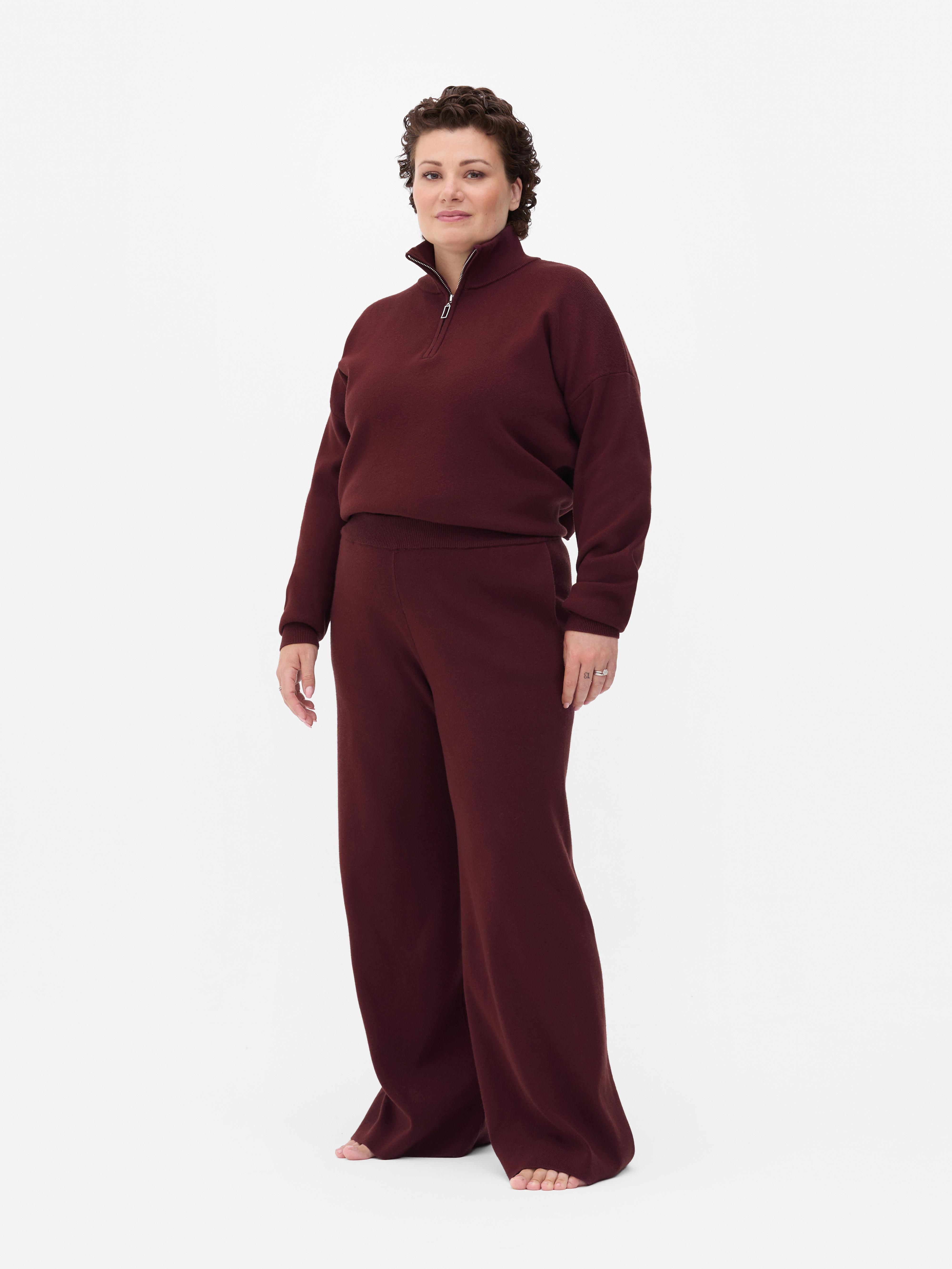Compact Knit Wide Leg Pants