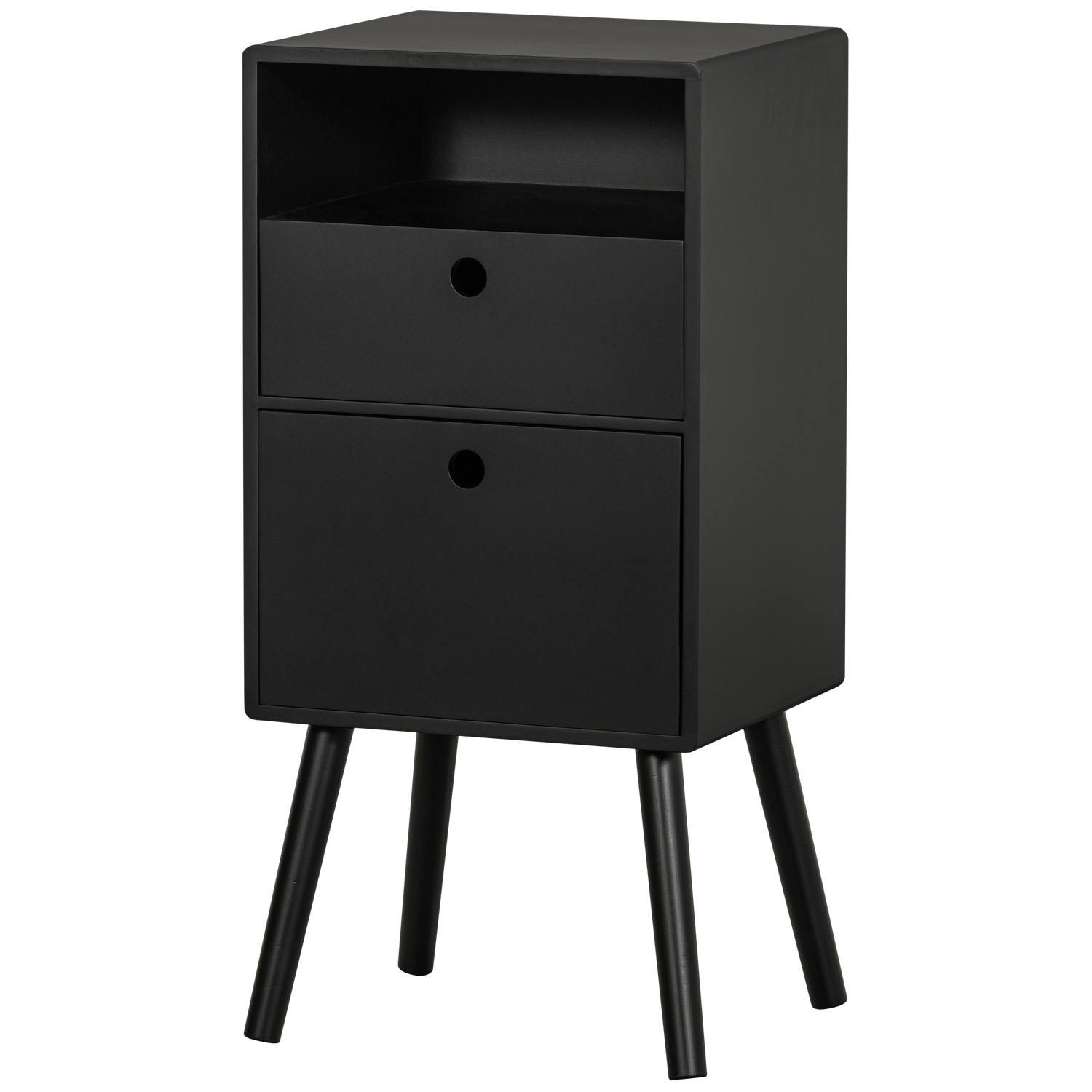 WOOOD Ozzy Nachtkastje - Hout - Zwart - 75x36x30