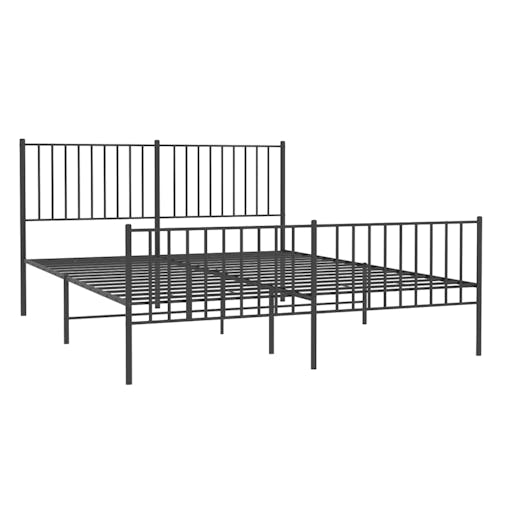 NNEVL Metal Bed Frame with Headboard and Footboard Black 153x203 cm Queen