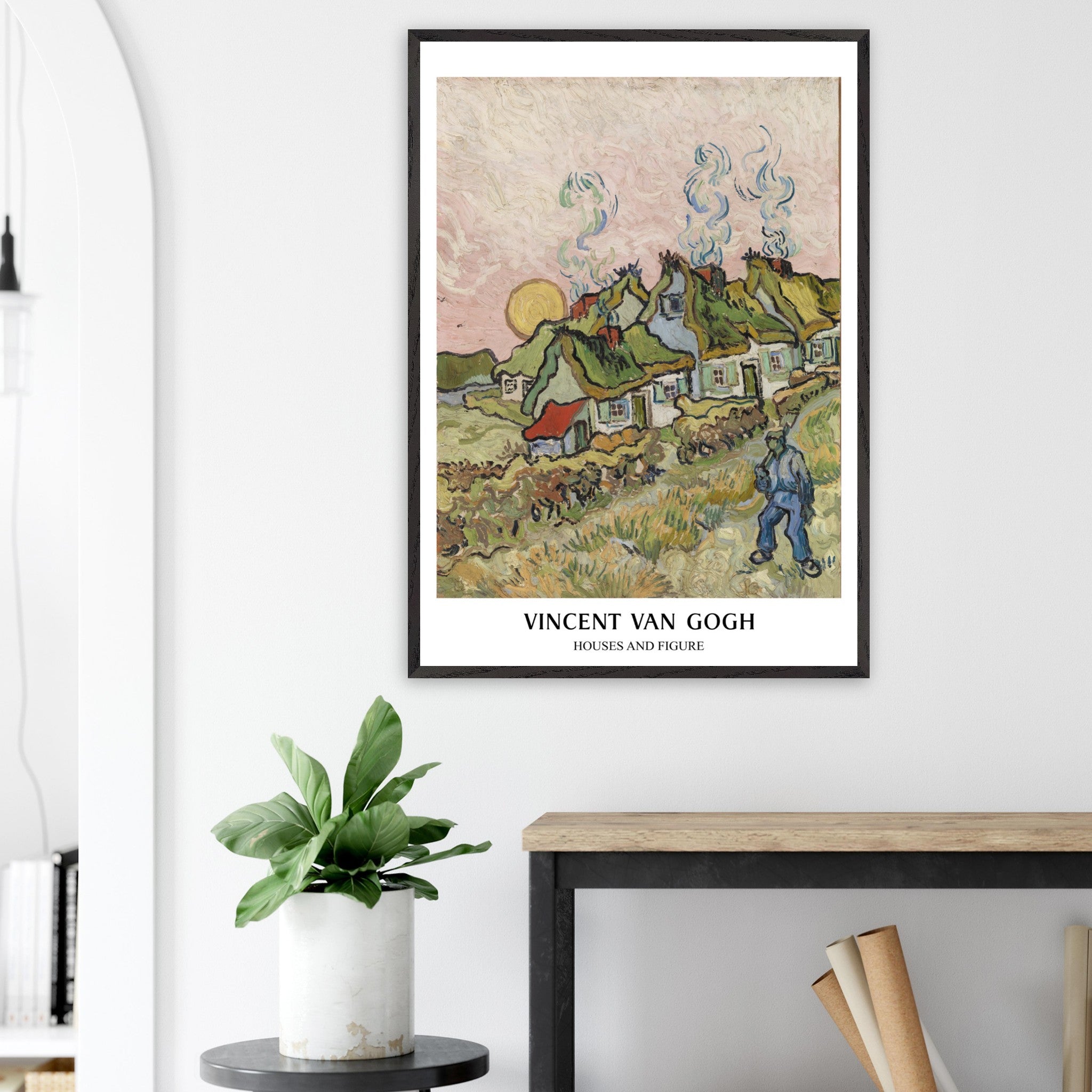 Artfulprints Poster Vincent van Gogh - Houses and figures  - 70x100 cm - Groen