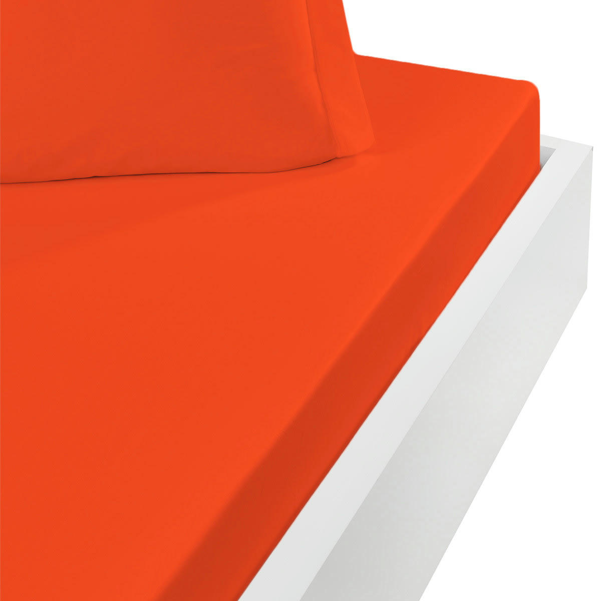 STUDIO - Drap housse en coton bonnet 30cm  corail 180x200 cm