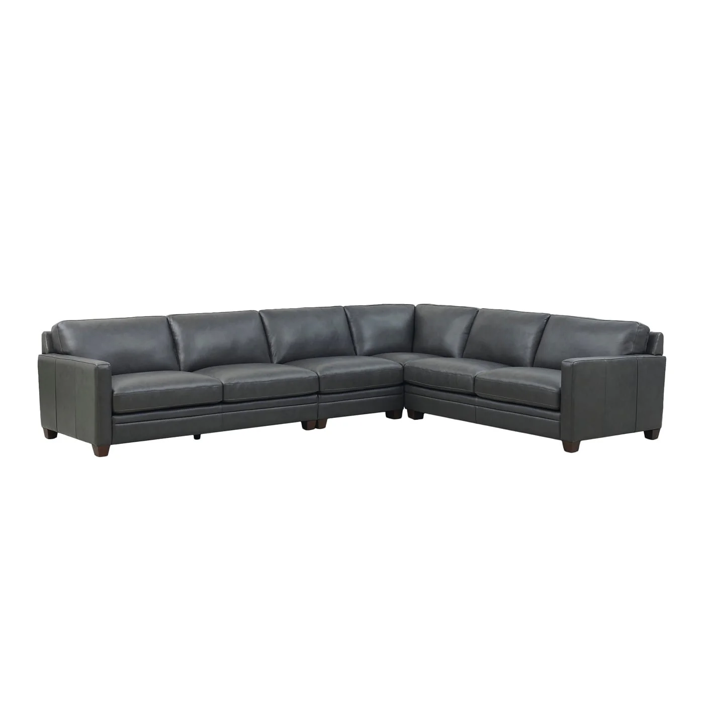 Hydeline Naples Top Grain Leather L-Shaped Sectional Sofa, Feather, Memory Foam and Springs