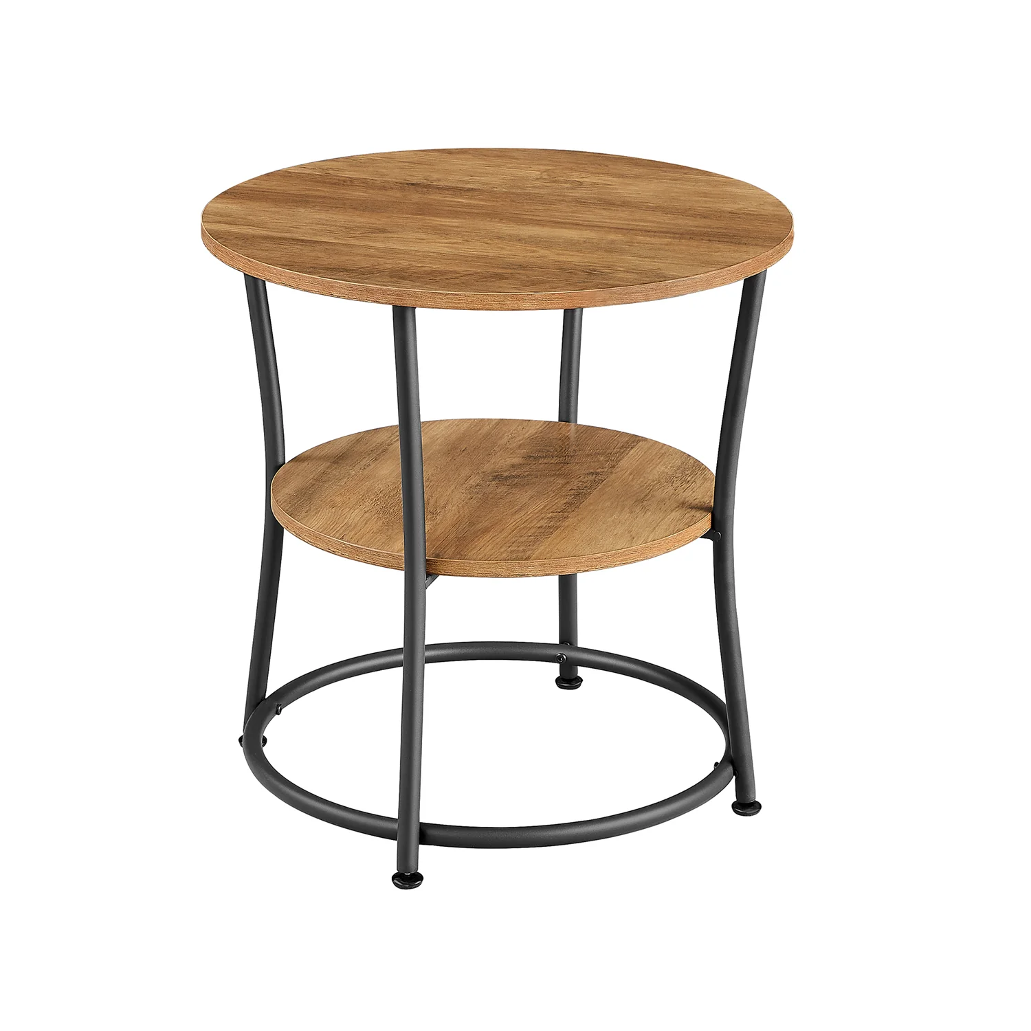 Table d'appoint ronde 2 niveaux cadre en acier noisette