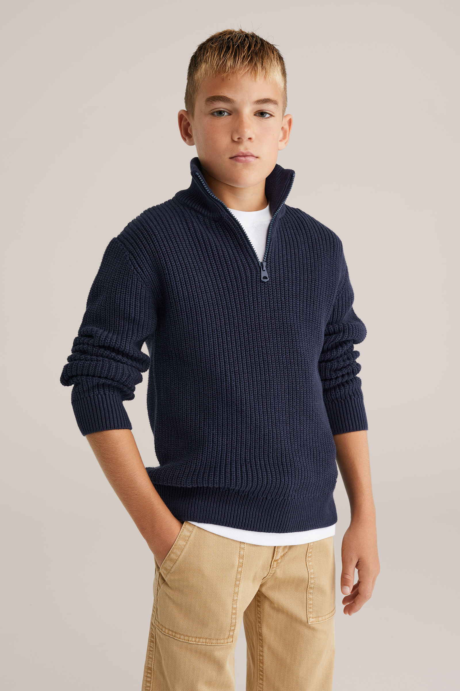 Jongens gebreide trui met rits