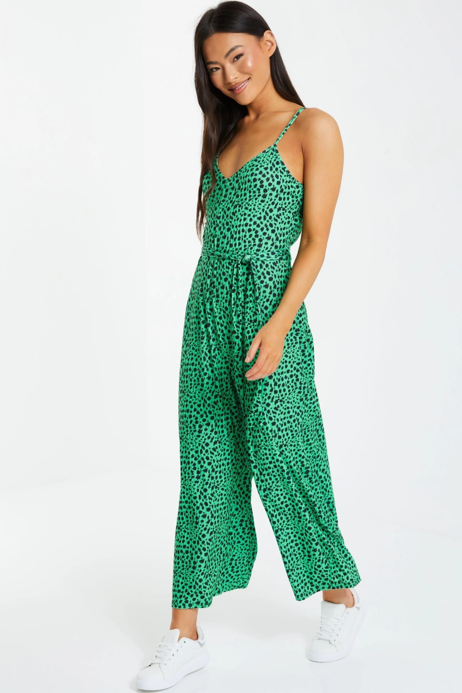 Quiz Green Strappy Animal Print Jumpsuit