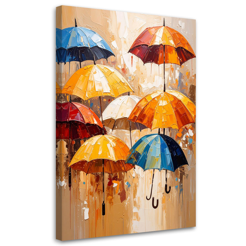Feeby Obraz do salonu przedpokoju, Kolorowe Parasolki Abstrakcja 40x60