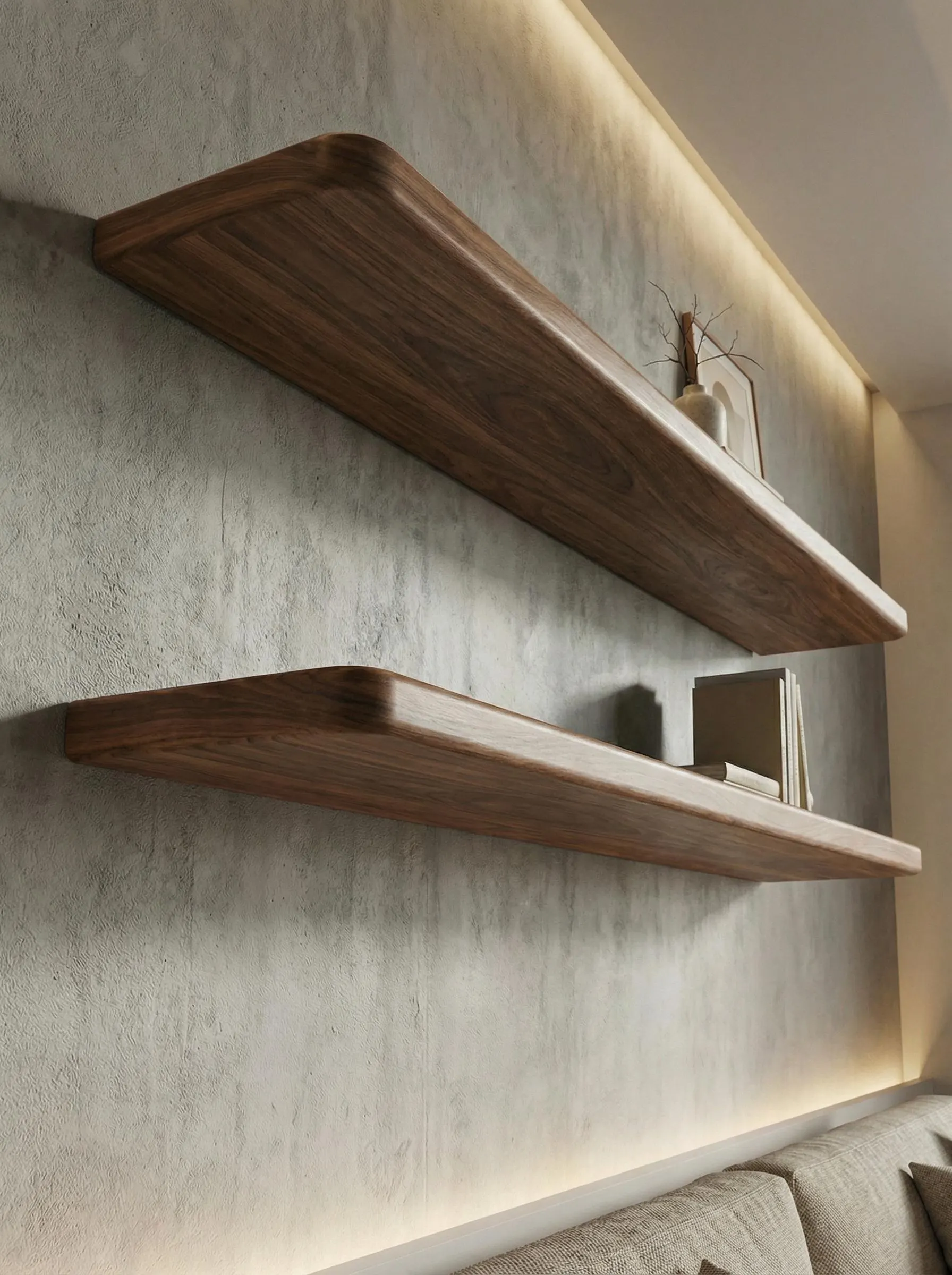 Floating Wood Shelf for Decor – Wall Mounted Wooden Shelf with Smooth Rounded Edges for Books, Plants and Home Accents