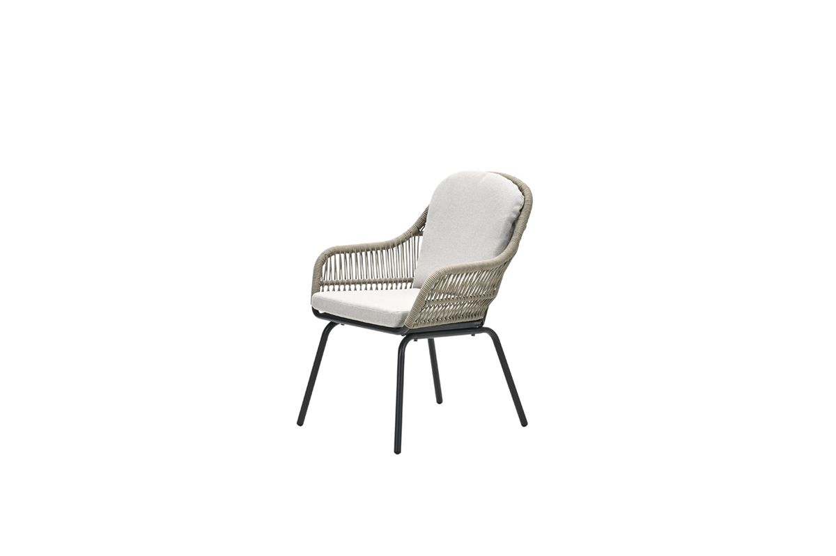 Triton dining fauteuil - carbon black - rope donker zand - desert sand