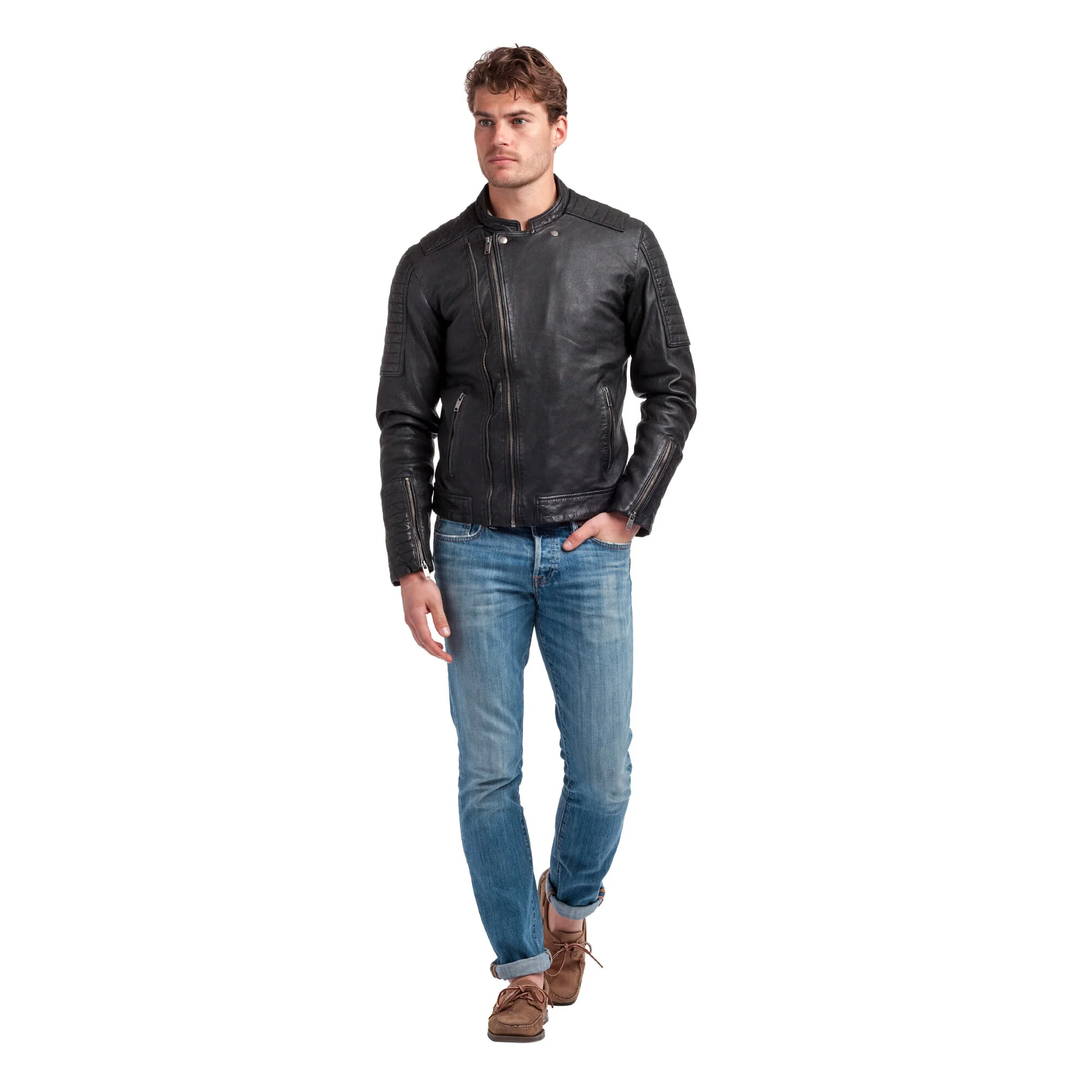 Veste noire en cuir ENZO