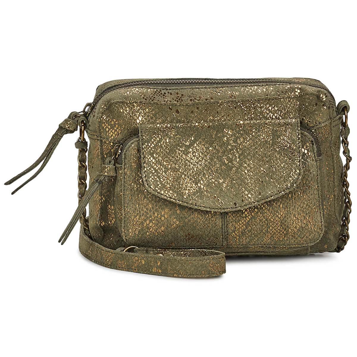 Pieces - PCNAINA LEATHER CROSS BODY - Kaki