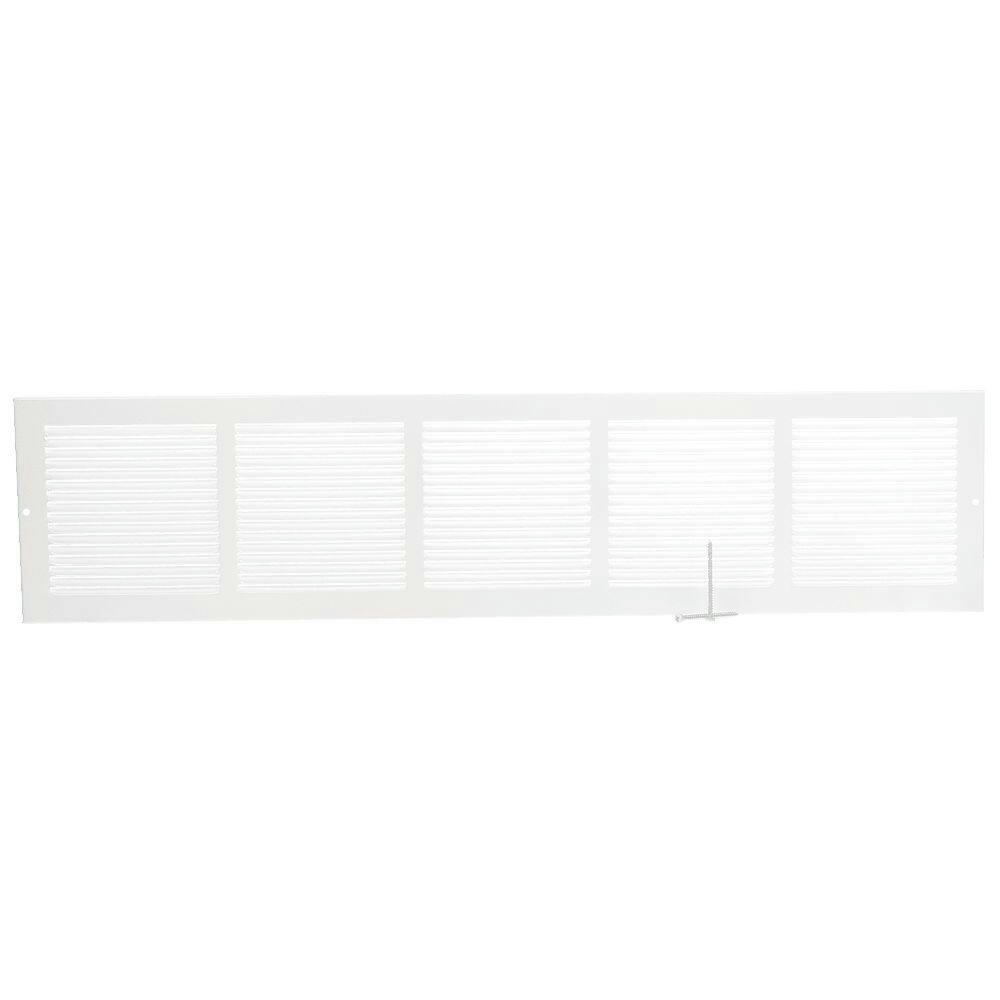 Imperial Steel Return Air Baseboard Grille For Cooling/Heating Systems, White, 30 x 6-in