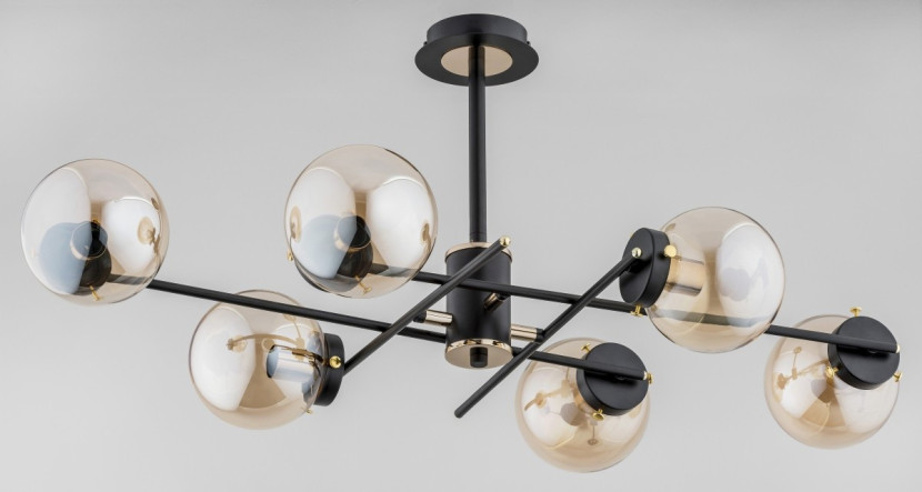 Lampa sufitowa czarno-złota DERYL 6xE14x40W wym: 34x57x96 cm Alfa