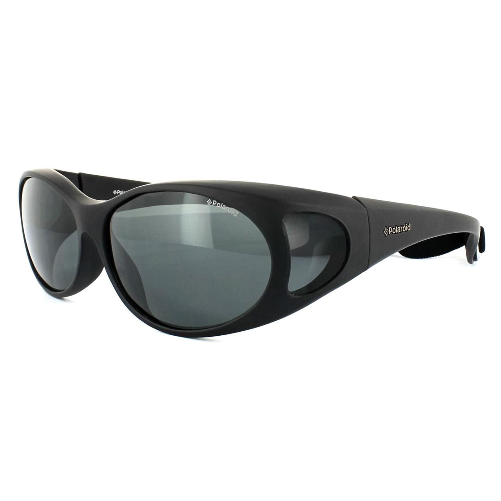 Polaroid Suncovers Wrap Black Grey Polarized Sunglasses