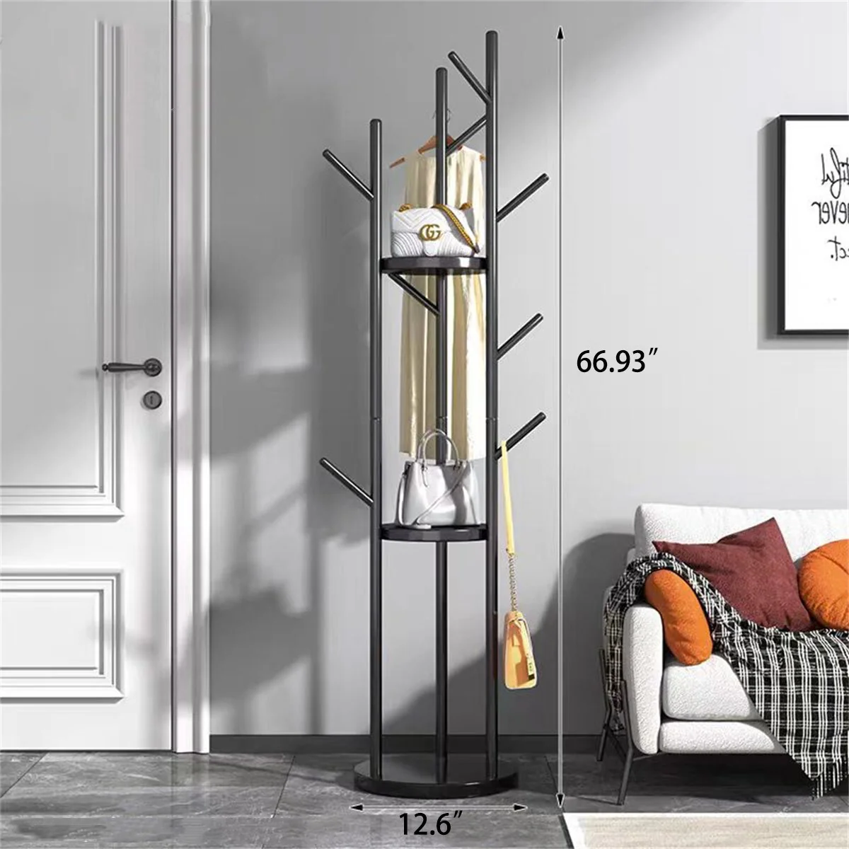 Coat Rack Freestanding Storage Shelves Hooks Enterway Hall Tree