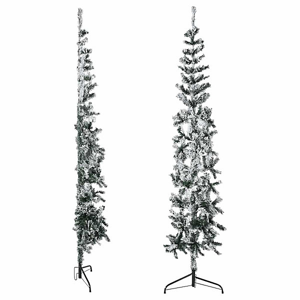 Demi sapin de Noël artificiel mince avec neige floquée 180 cm vidaXL