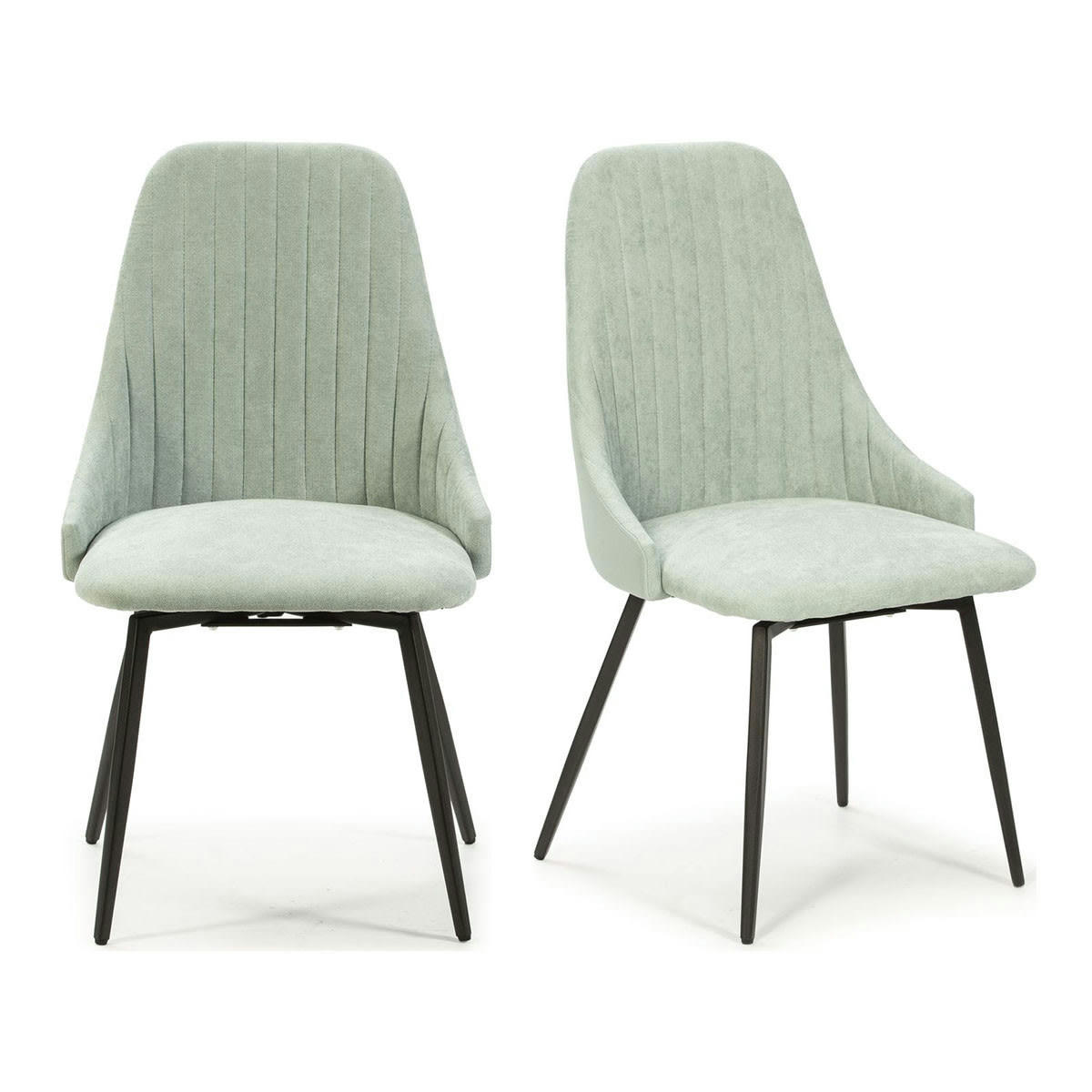 BAIA - Lot de 2 chaises pivotantes en tissu bleu turquoise