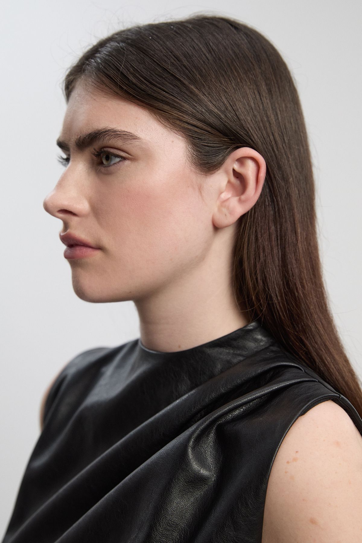 KarenMillen Faux Leather Drape Sleeveless Top