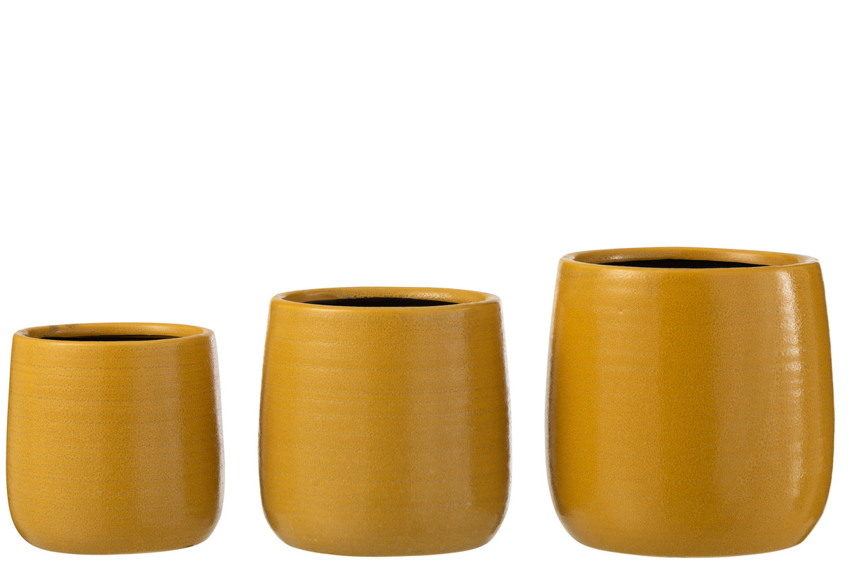 J-Line bloempot Effen - keramiek - oker - large - Ø 16.5 cm