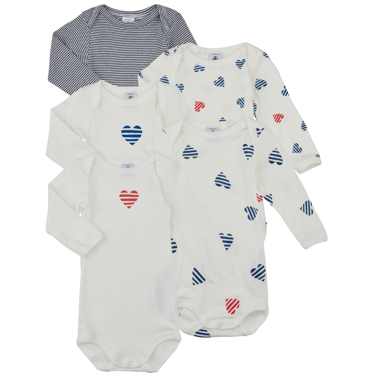 Petit Bateau - LOT BODIES X5 - White