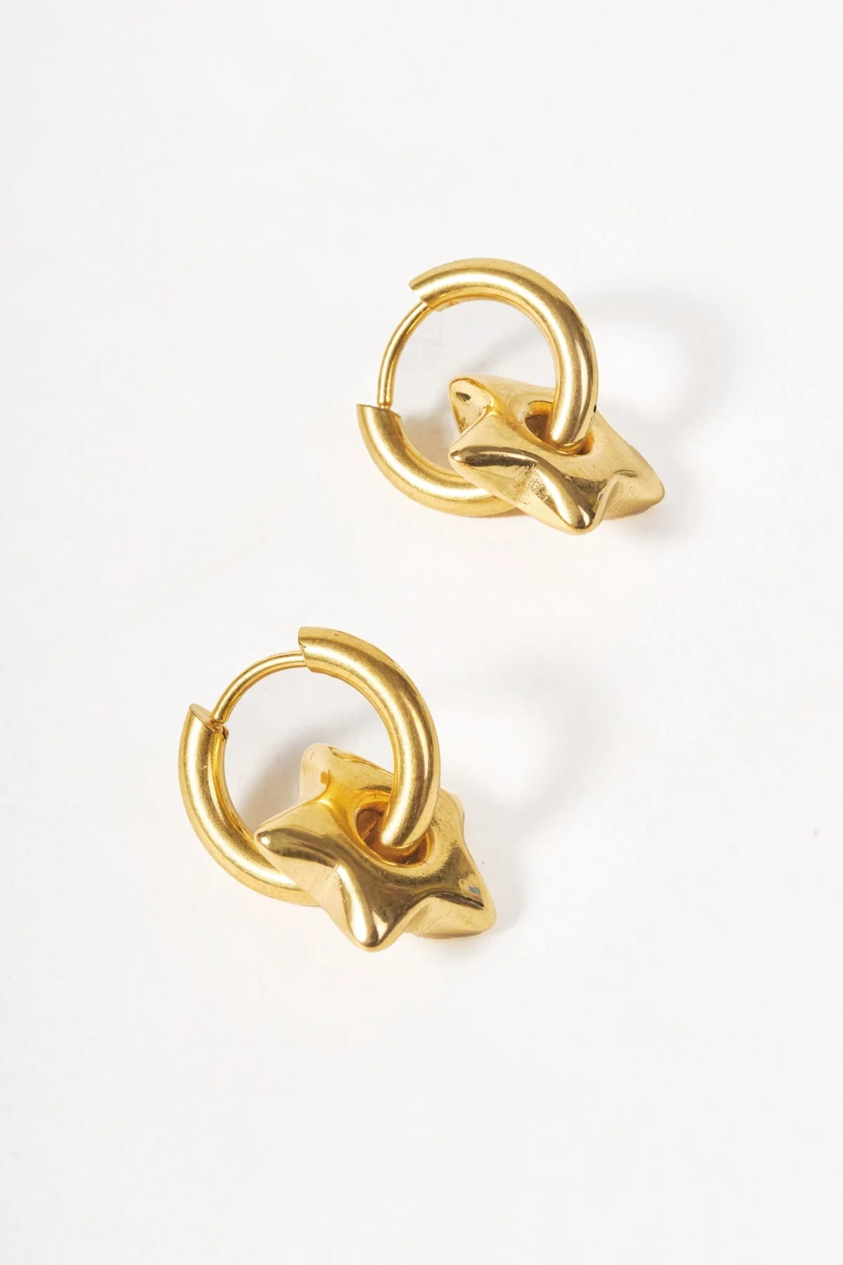 Gold Star Hoop Earrings